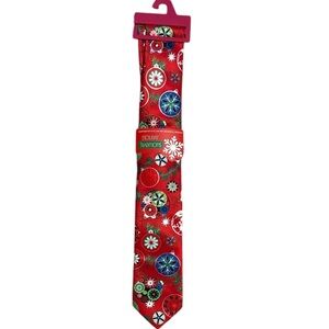 Holiday Traditions Hallmark Red Festive Men’s Tie Christmas Ornaments New